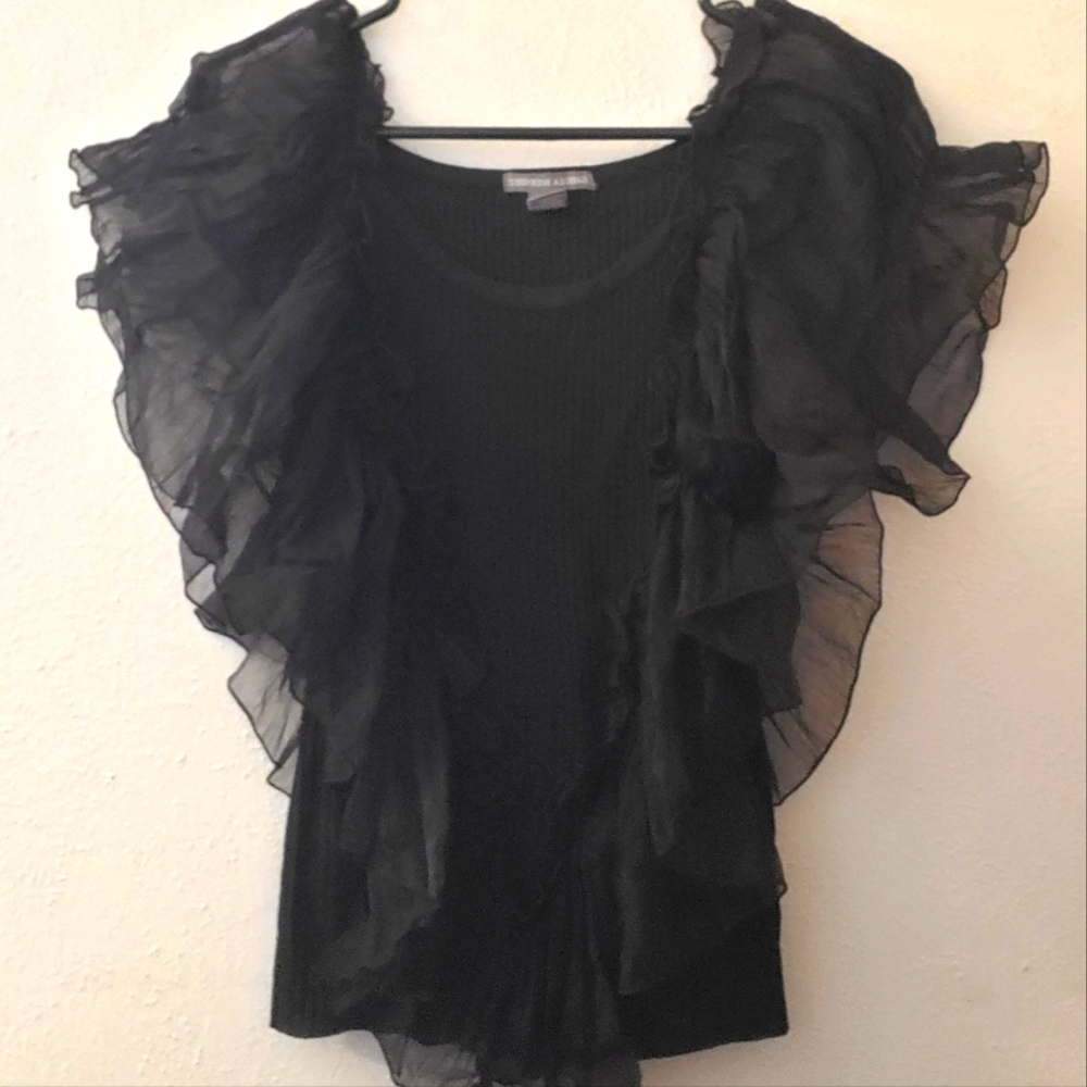 Isabella Rodriguez Black Tulle Top